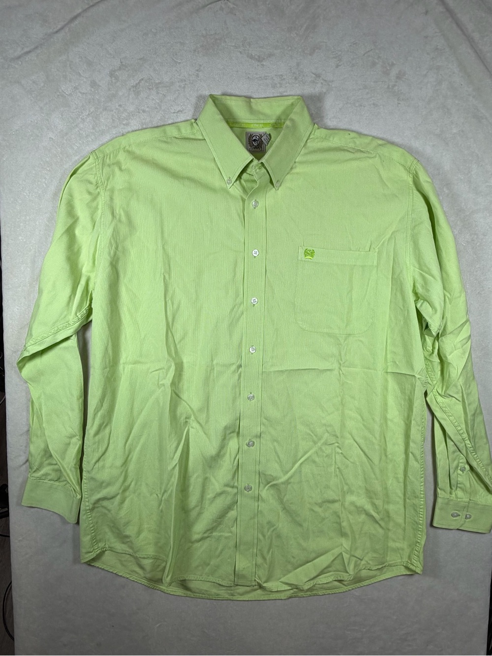 Cinch Men's XL Western Lime Green Button-Down Shirt - Long Sleeve Front Logo